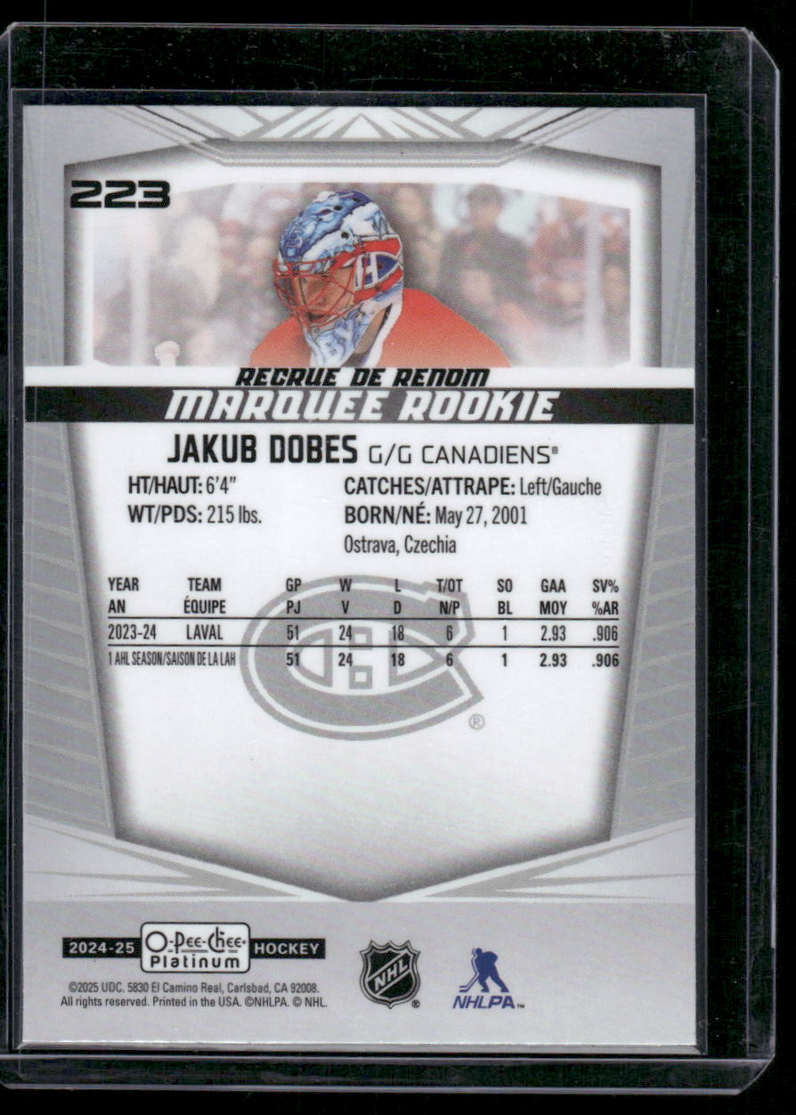 2024-25 O-Pee-Chee Platinum #223 Jakub Dobes