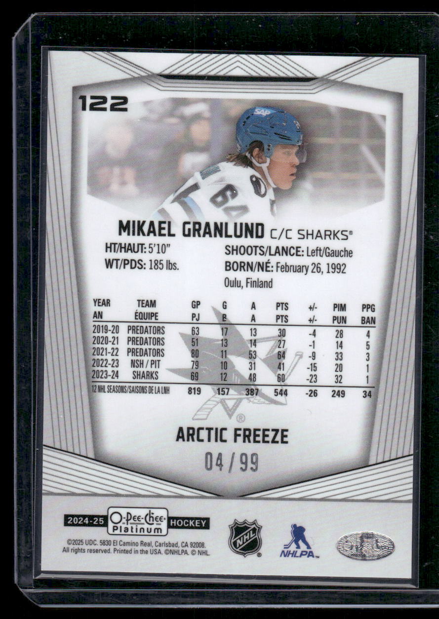 2024-25 O-Pee-Chee Platinum #122 Mikael Granlund Arctic Freeze