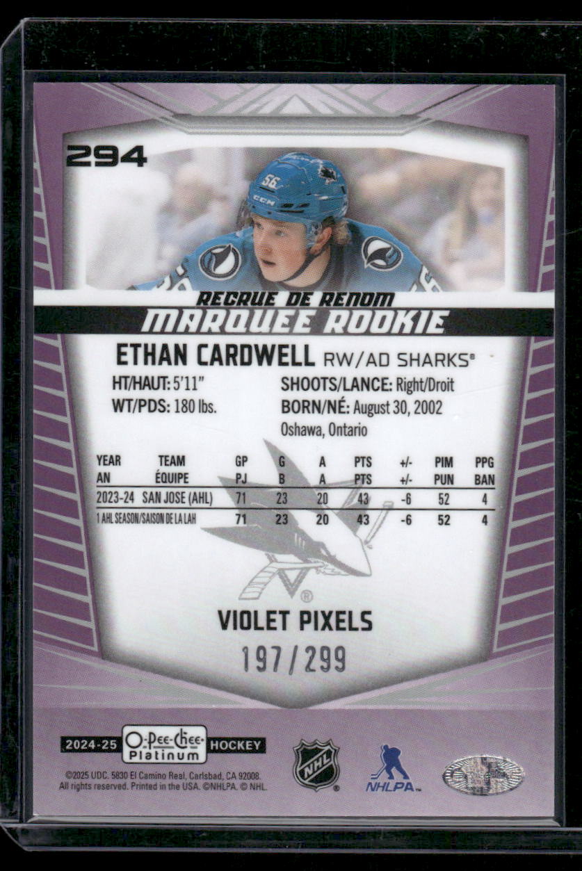 2024-25 O-Pee-Chee Platinum #294 Ethan Cardwell Violet Pixels