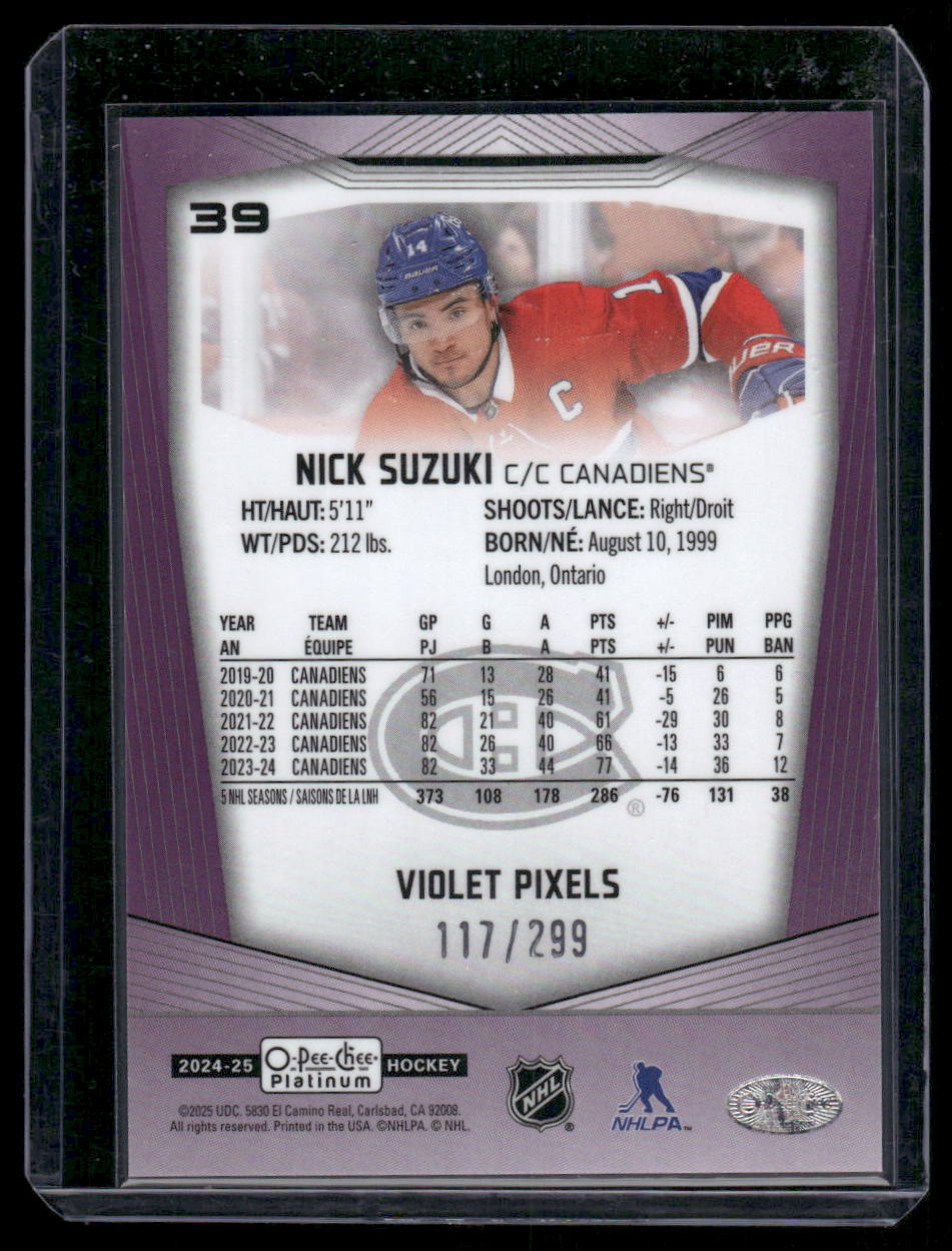 2024-25 O-Pee-Chee Platinum #39 Nick Suzuki Violet Pixels