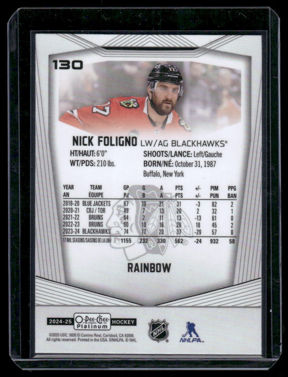 2024-25 O-Pee-Chee Platinum #130 Nick Foligno Rainbow