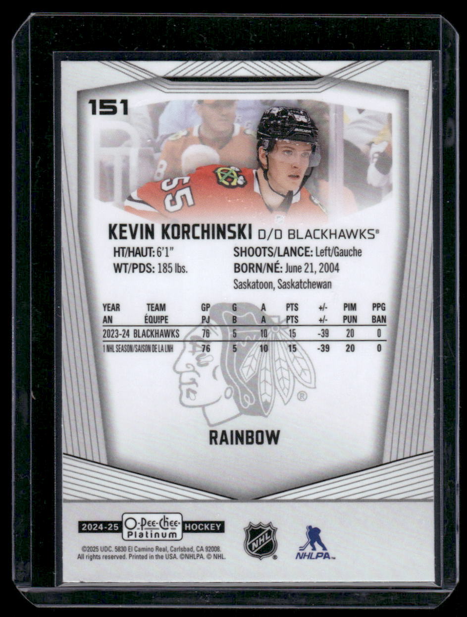 2024-25 O-Pee-Chee Platinum #151 Kevin Korchinski Rainbow