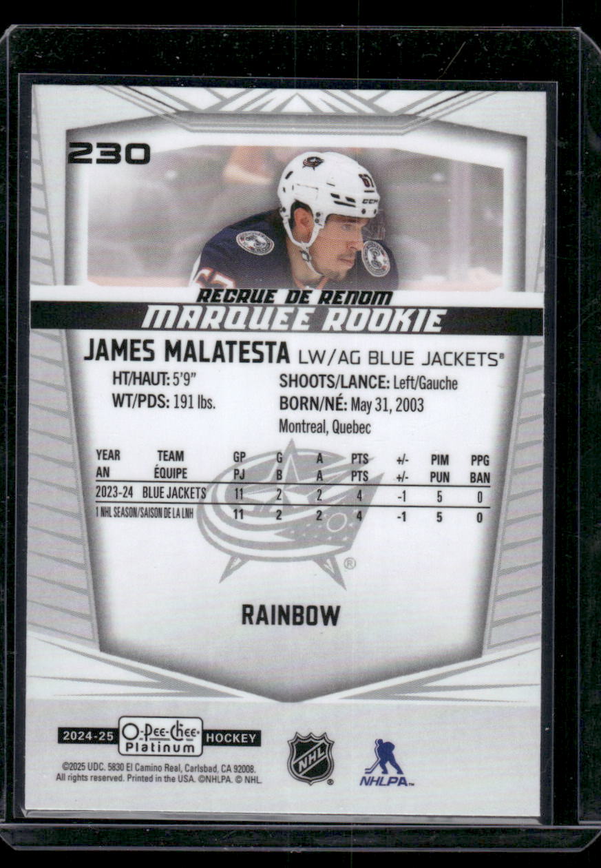2024-25 O-Pee-Chee Platinum #230 James Malatesta Rainbow