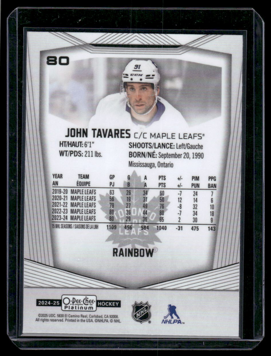 2024-25 O-Pee-Chee Platinum #80 John Tavares Rainbow