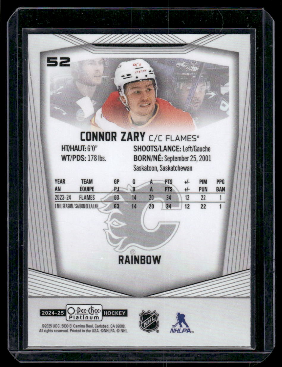 2024-25 O-Pee-Chee Platinum #52 Connor Zary Rainbow