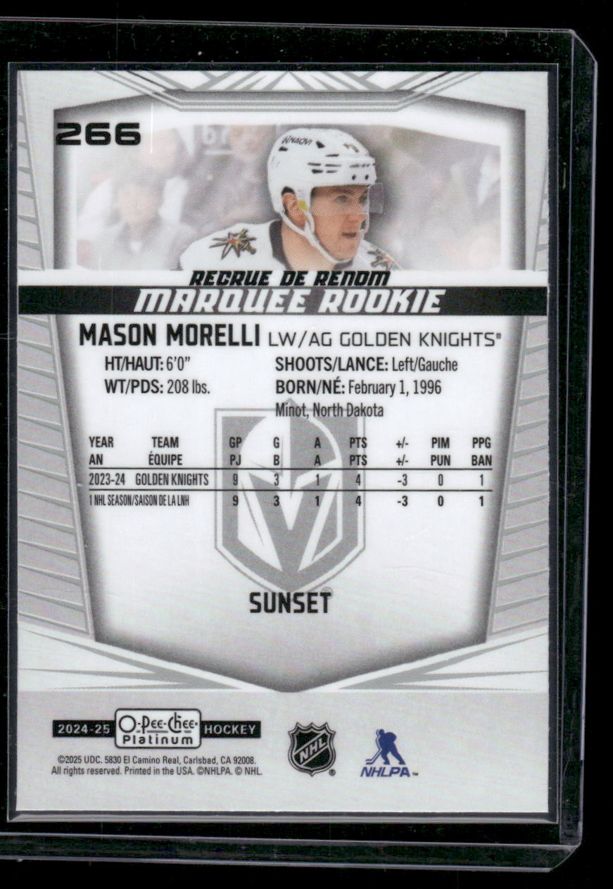 2024-25 O-Pee-Chee Platinum #266 Mason Morelli Sunset
