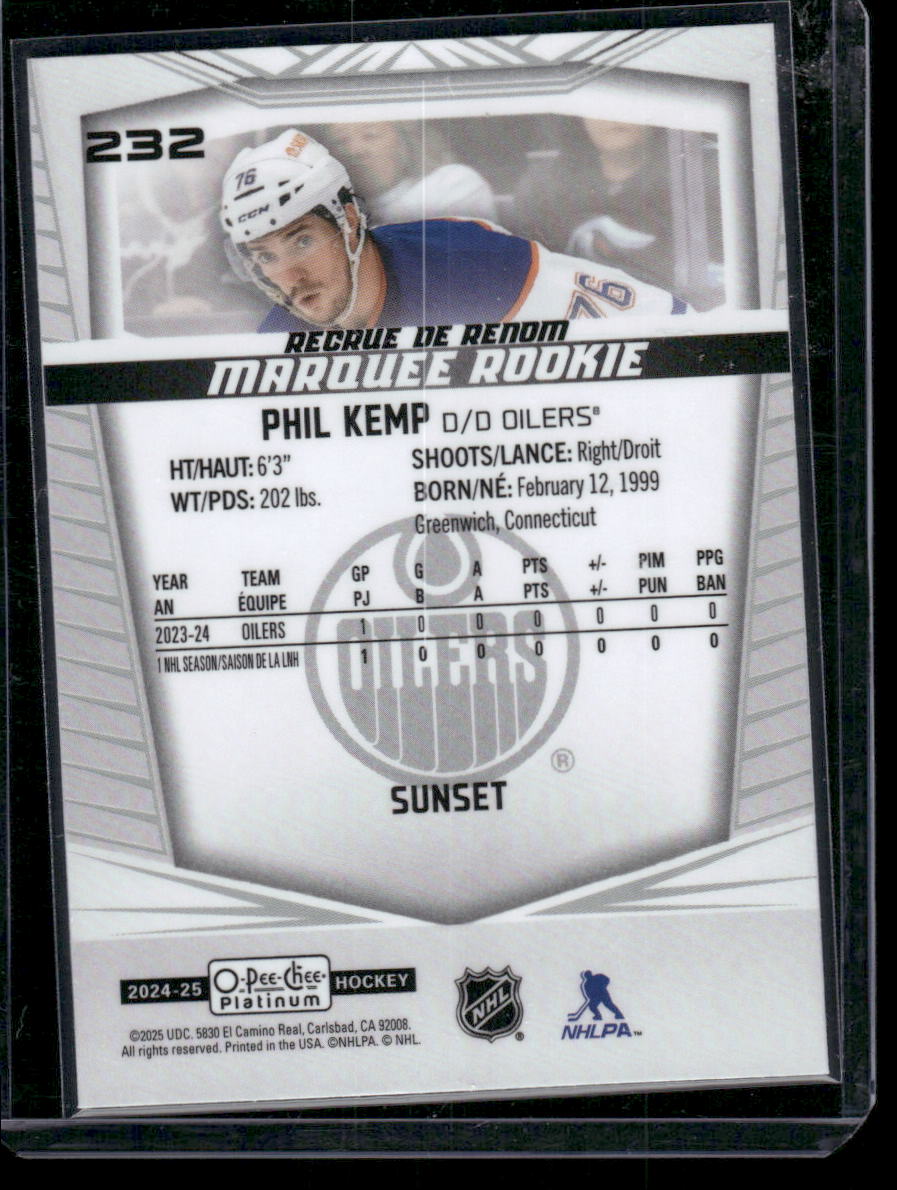 2024-25 O-Pee-Chee Platinum #232 Phil Kemp Sunset