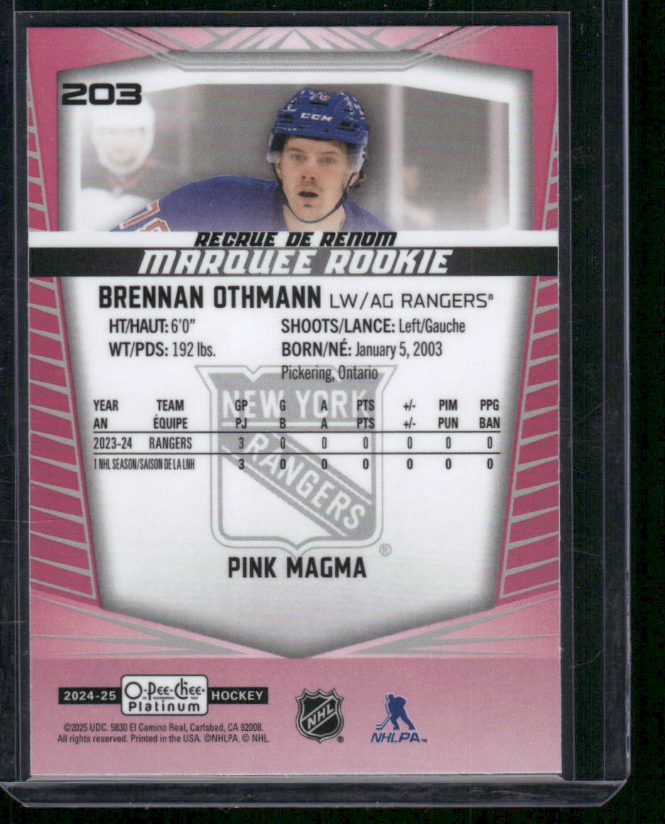 2024-25 O-Pee-Chee Platinum #203 Brennan Othmann Pink Magma