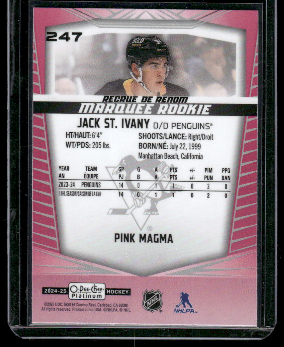 2024-25 O-Pee-Chee Platinum #247 Jack St. Ivany Pink Magma