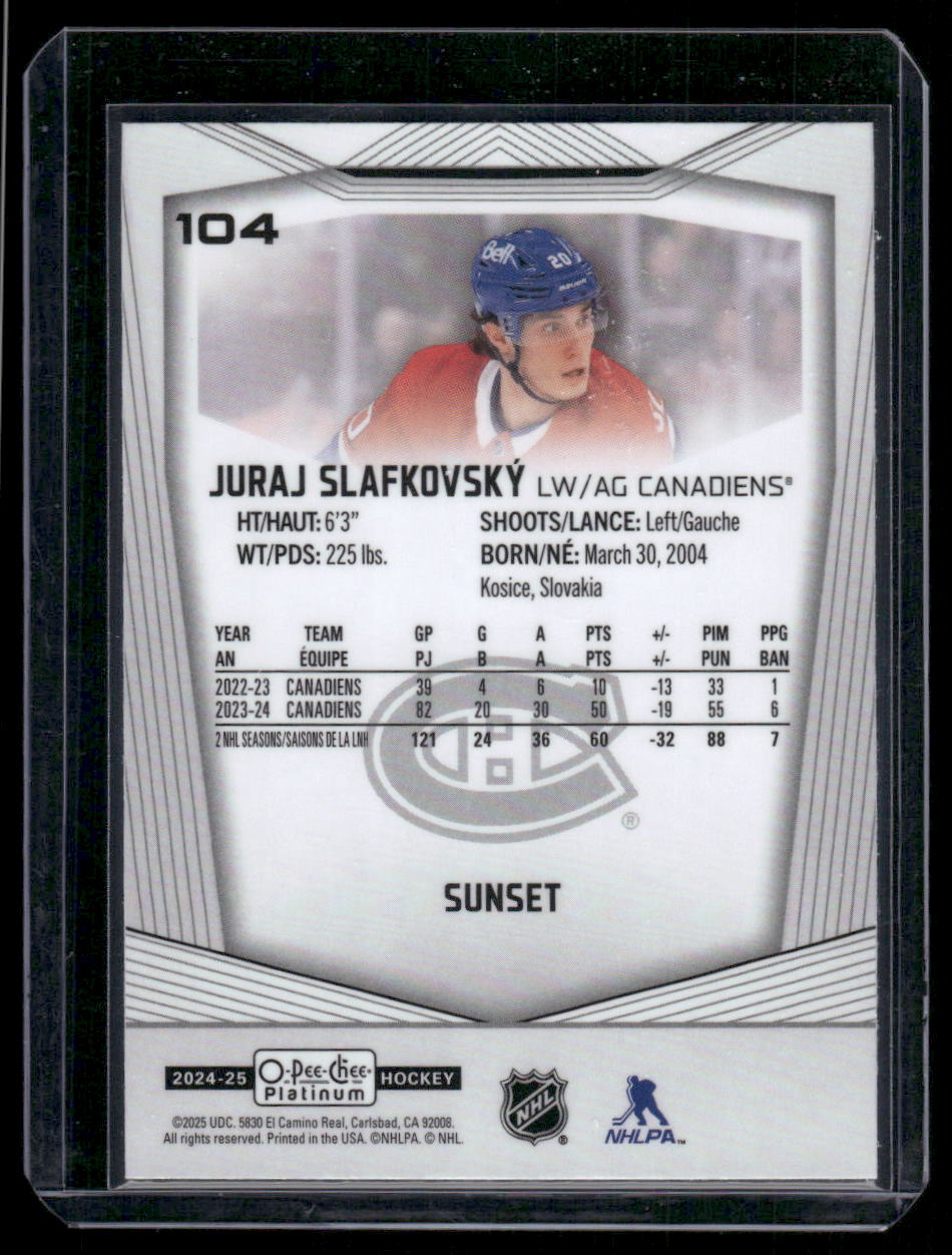 2024-25 O-Pee-Chee Platinum #104 Juraj Slafkovsky Sunset