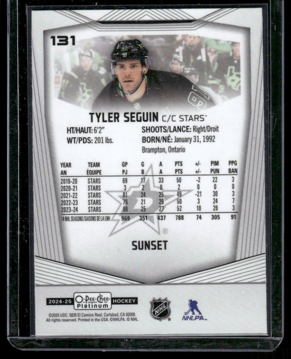 2024-25 O-Pee-Chee Platinum #131 Tyler Seguin Sunset