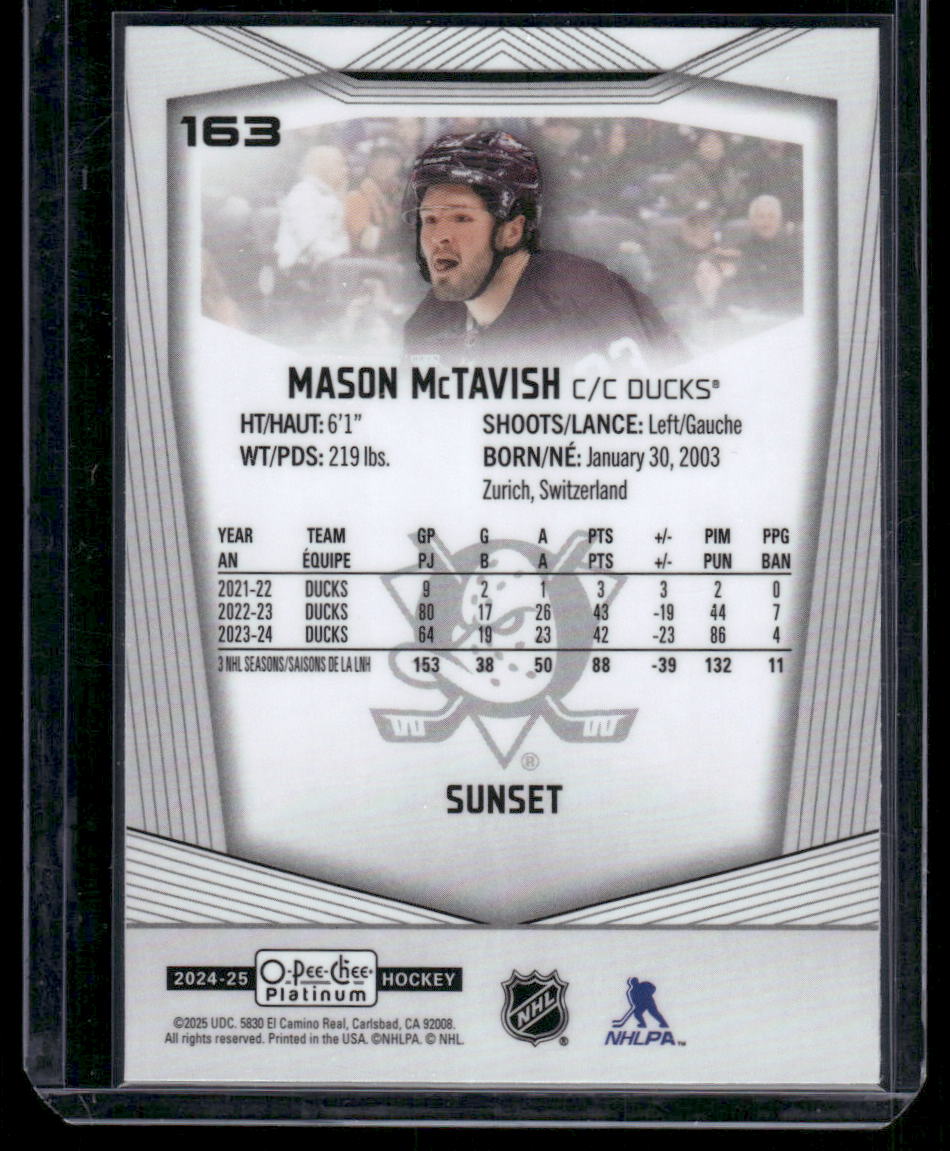 2024-25 O-Pee-Chee Platinum #163 Mason McTavish Sunset