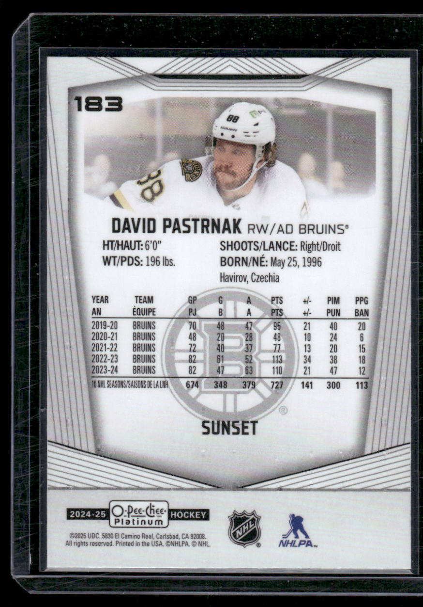 2024-25 O-Pee-Chee Platinum #183 David Pastrnak Sunset
