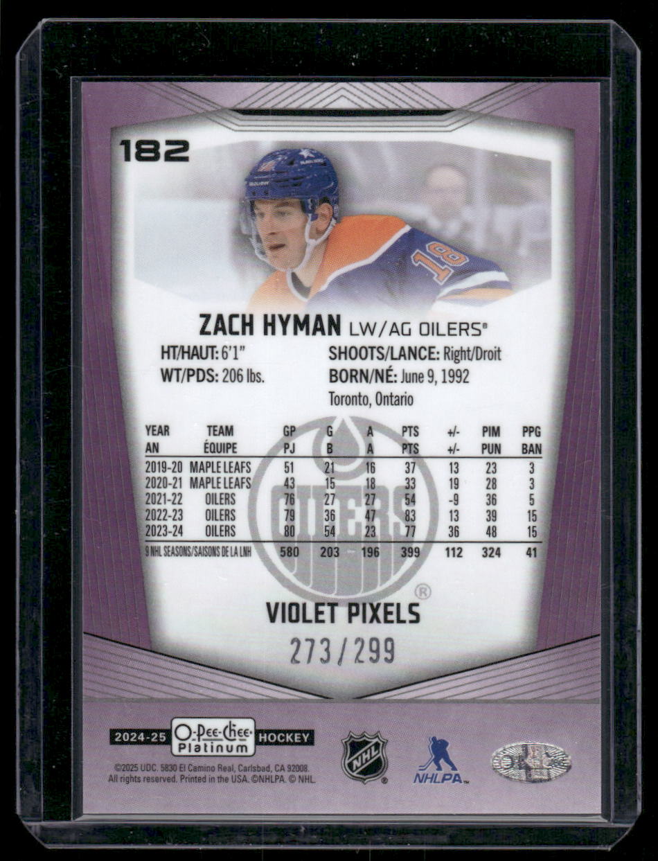 2024-25 O-Pee-Chee Platinum #182 Zach Hyman Violet Pixels