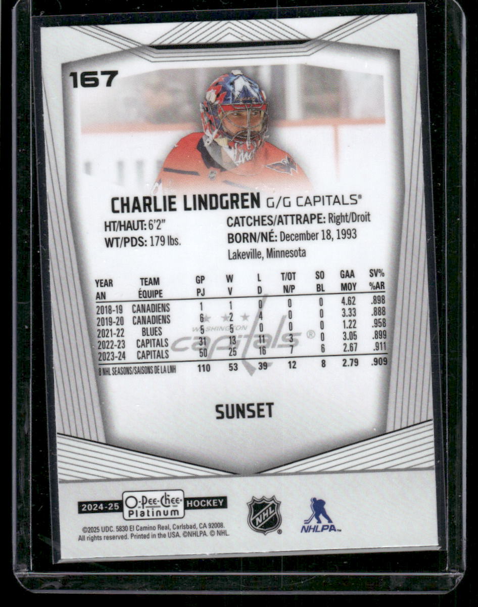 2024-25 O-Pee-Chee Platinum #167 Charlie Lindgren Sunset