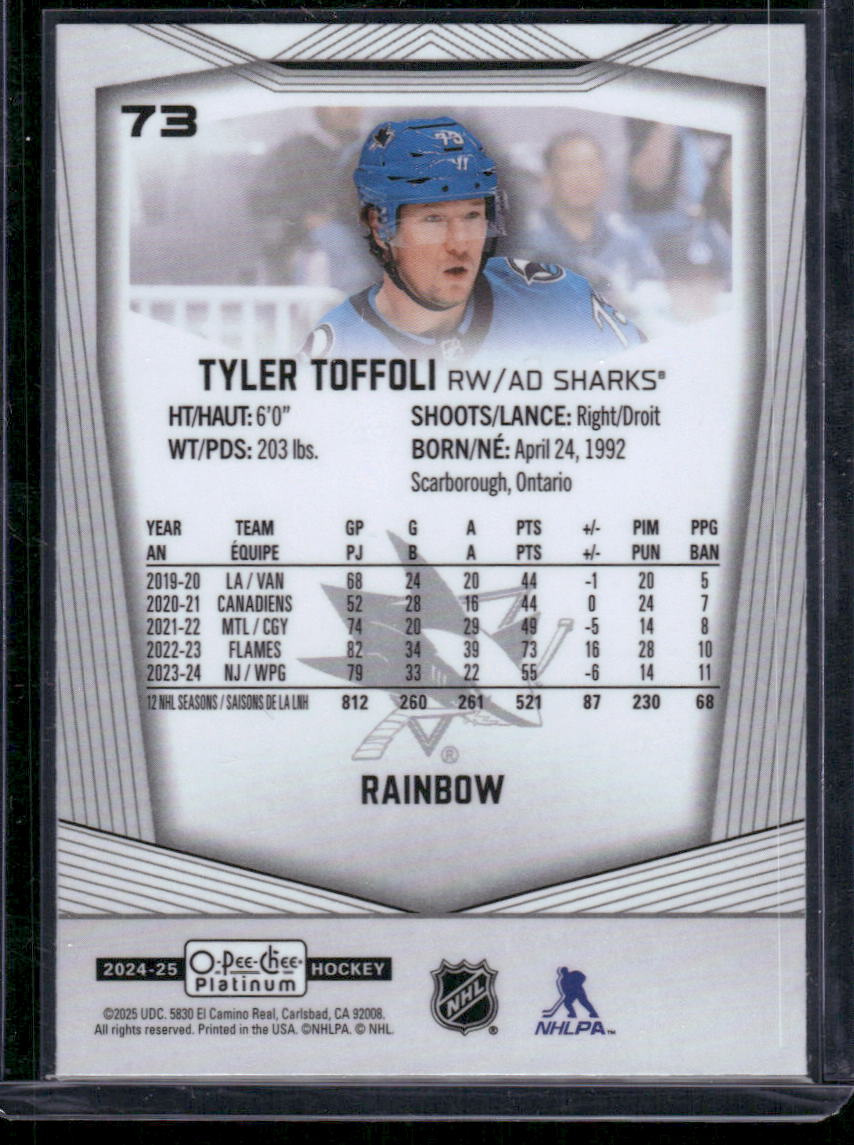 2024-25 O-Pee-Chee Platinum #73 Tyler Toffoli Rainbow