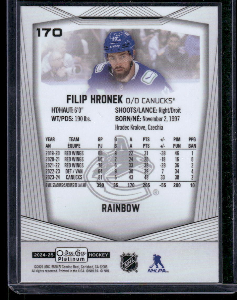 2024-25 O-Pee-Chee Platinum #170 Filip Hronek Rainbow