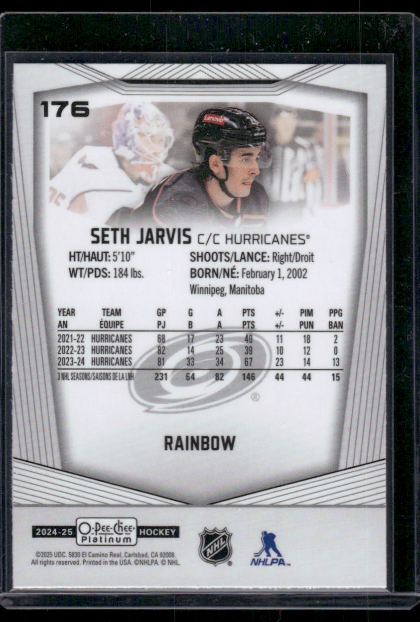 2024-25 O-Pee-Chee Platinum #176 Seth Jarvis Rainbow