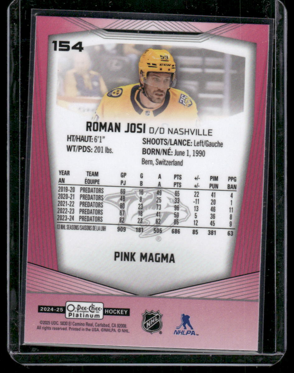 2024-25 O-Pee-Chee Platinum #154 Roman Josi Pink Magma