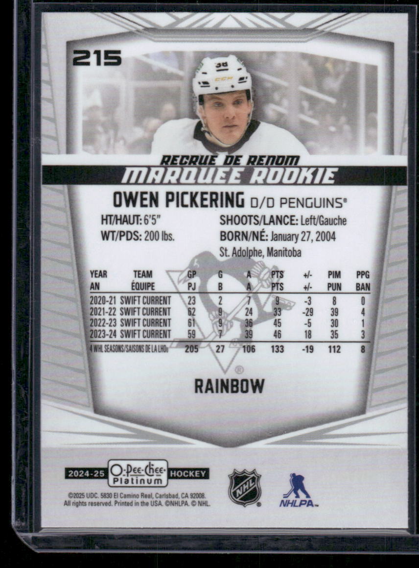2024-25 O-Pee-Chee Platinum #215 Owen Pickering Rainbow