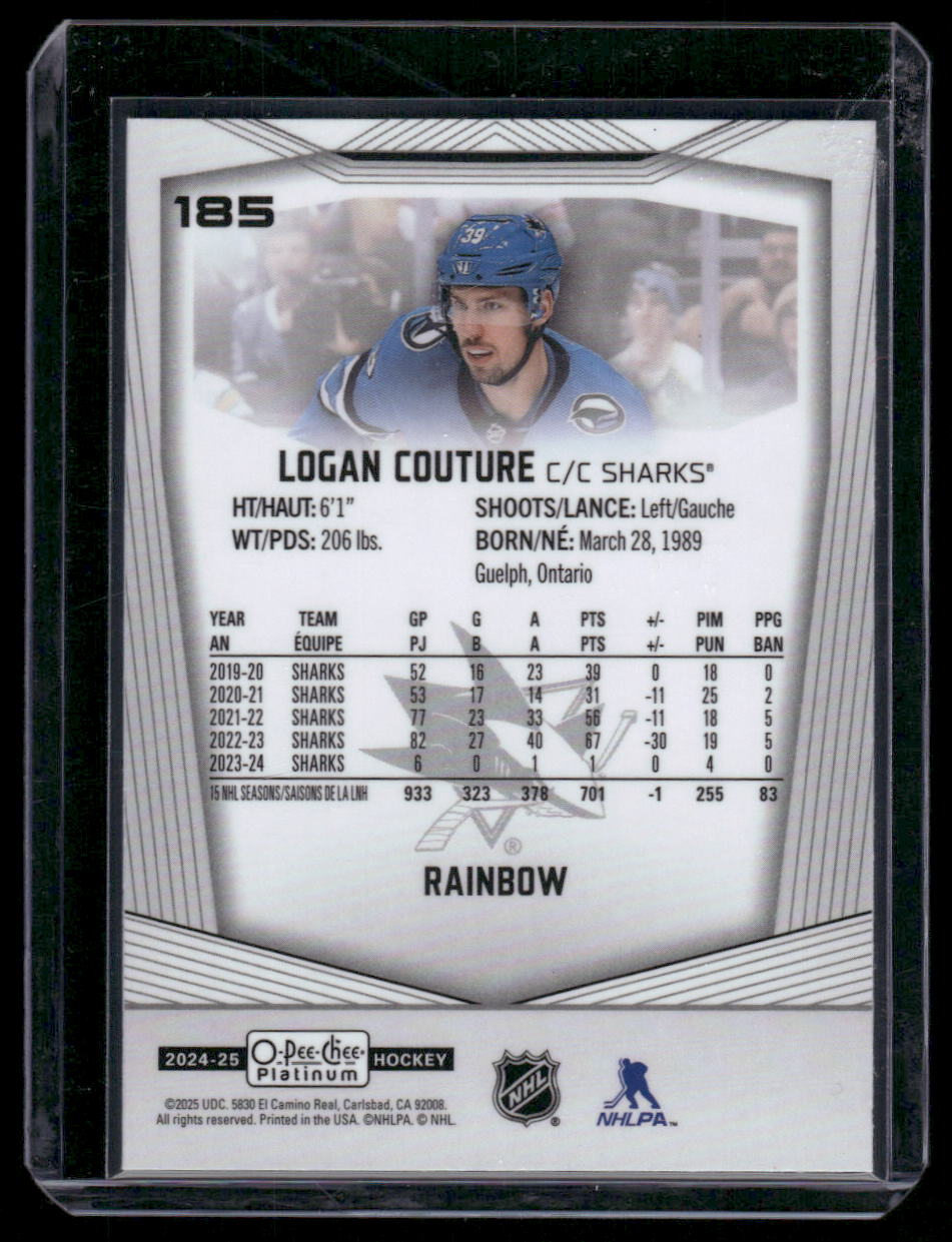 2024-25 O-Pee-Chee Platinum #185 Logan Couture Rainbow