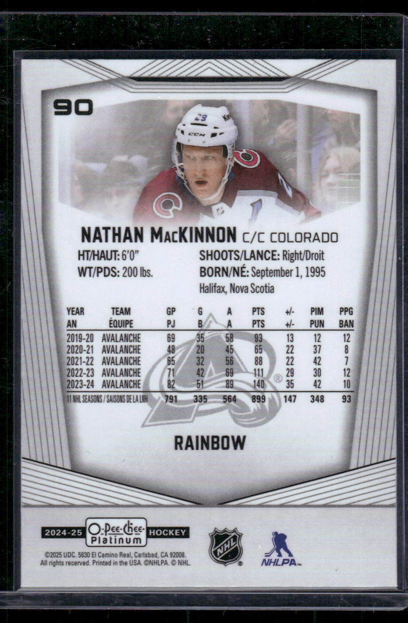 2024-25 O-Pee-Chee Platinum #90 Nathan MacKinnon Rainbow