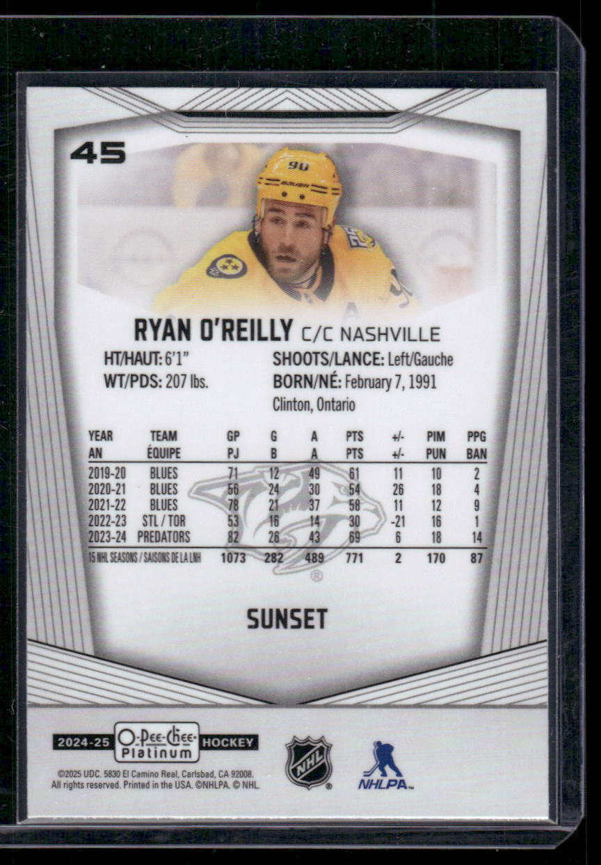 2024-25 O-Pee-Chee Platinum #45 Ryan O'Reilly Sunset