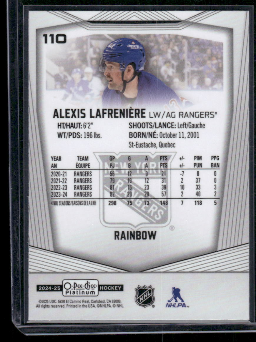 2024-25 O-Pee-Chee Platinum #110 Alexis Lafreniere Rainbow