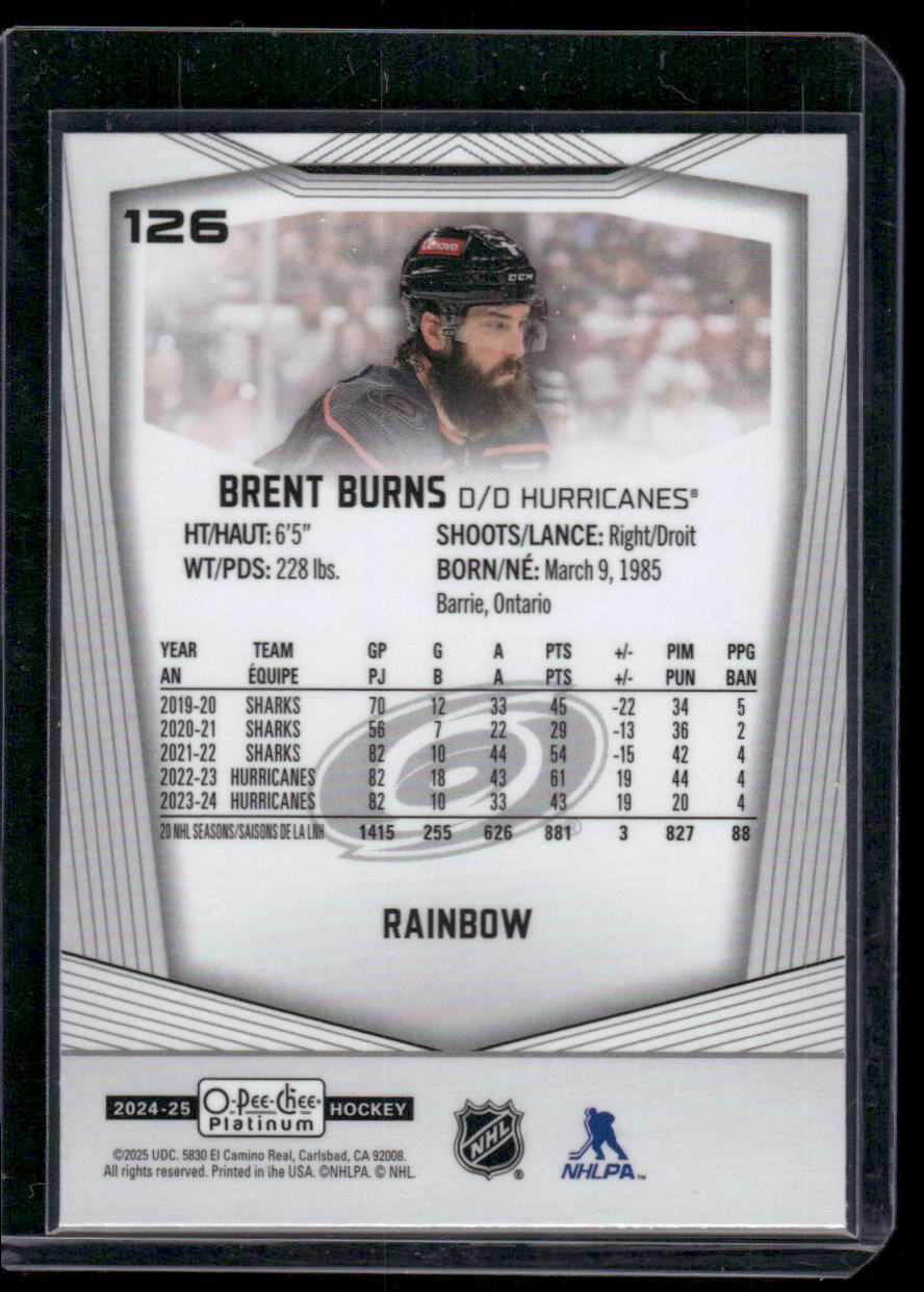 2024-25 O-Pee-Chee Platinum #126 Brent Burns Rainbow