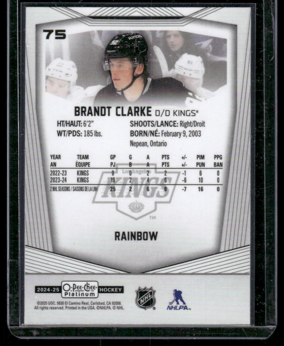 2024-25 O-Pee-Chee Platinum #75 Brandt Clarke Rainbow