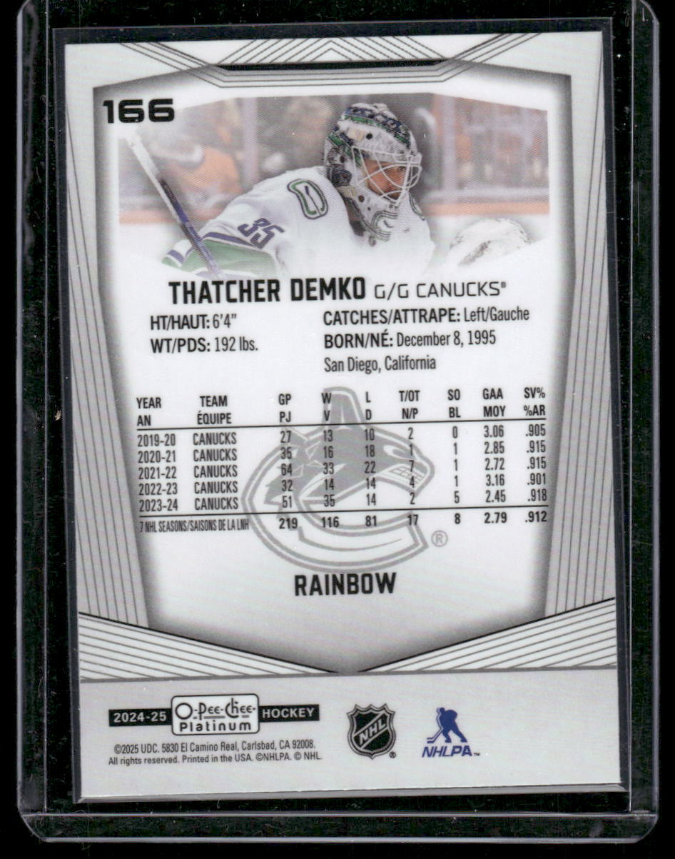 2024-25 O-Pee-Chee Platinum #166 Thatcher Demko