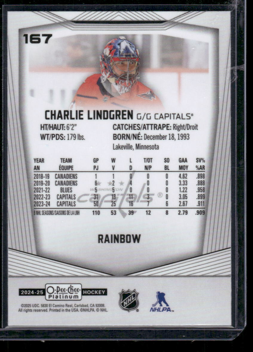 2024-25 O-Pee-Chee Platinum #167 Charlie Lindgren Rainbow