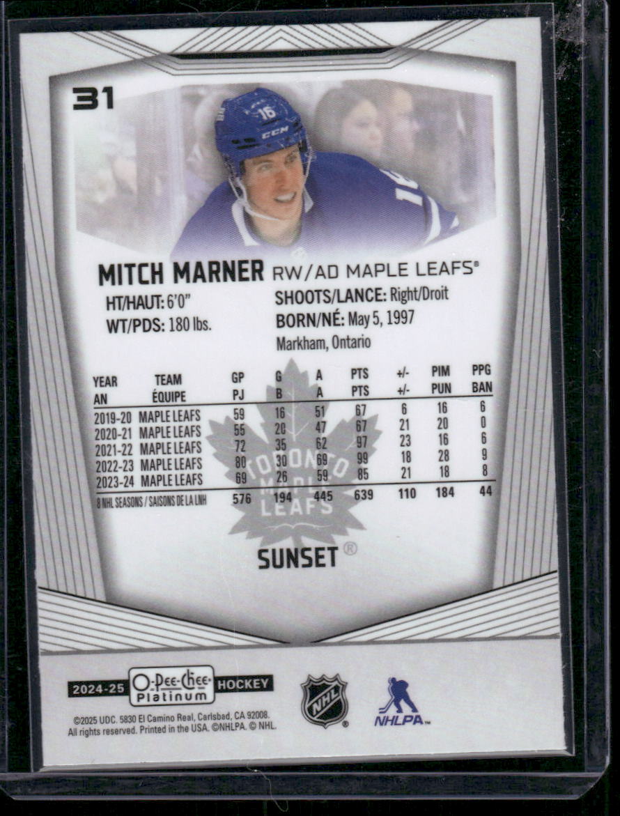 2024-25 O-Pee-Chee Platinum #31 Mitch Marner Sunset