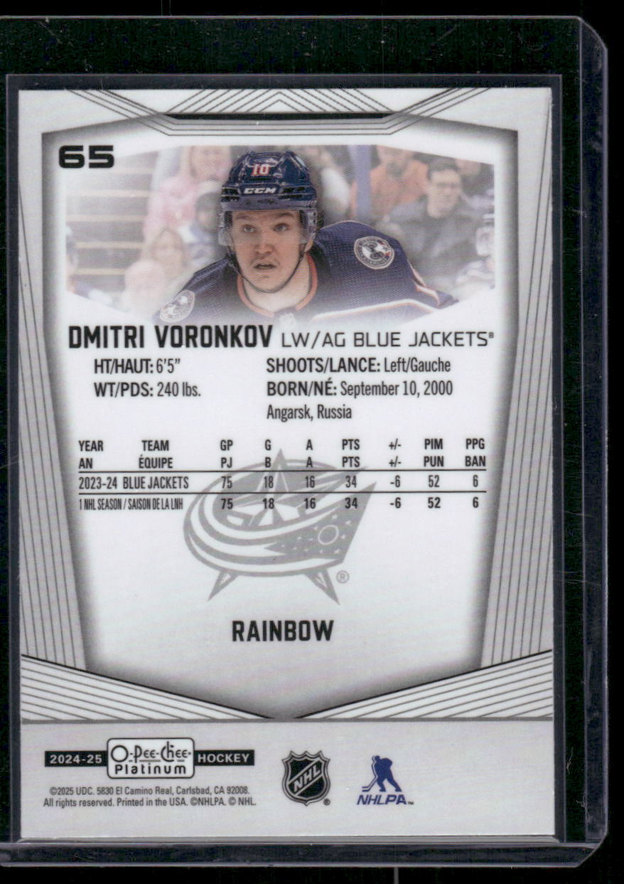 2024-25 O-Pee-Chee Platinum #65 Dmitri Voronkov Rainbow
