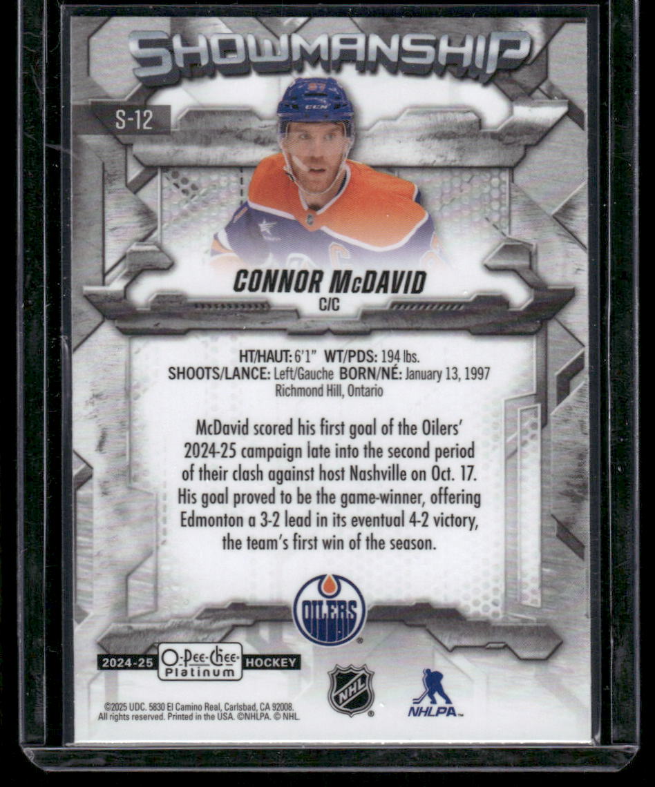 2024-25 O-Pee-Chee Platinum #S-12 Connor McDavid Showmanship
