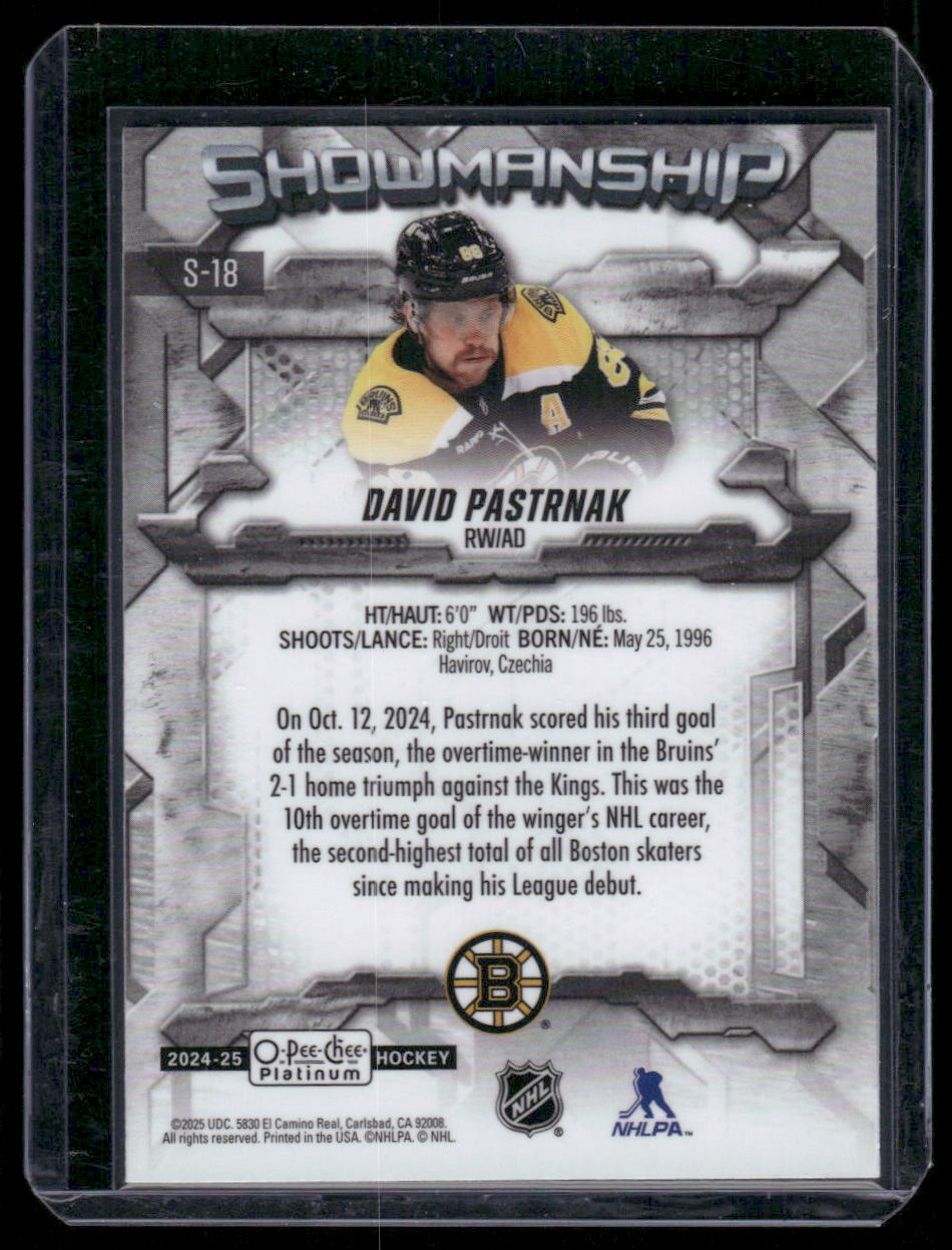 2024-25 O-Pee-Chee Platinum #S-18 David Pastrnak Showmanship