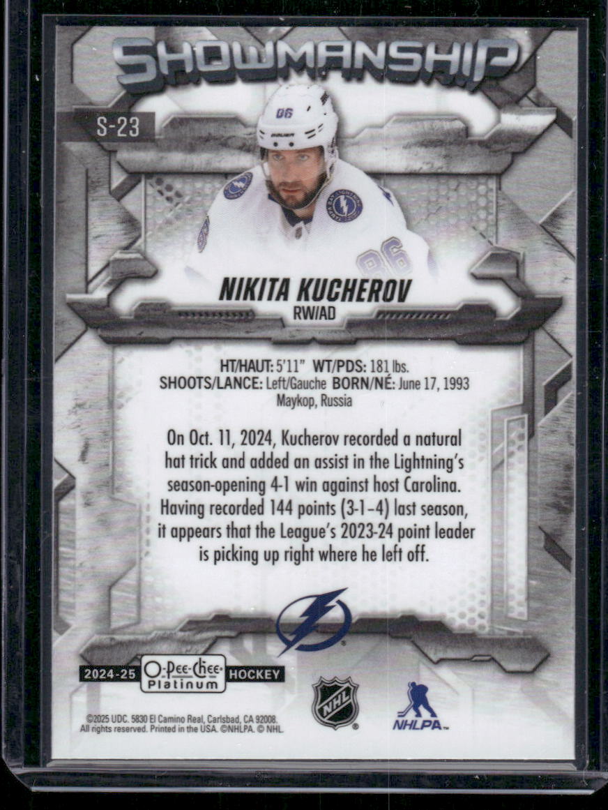 2024-25 O-Pee-Chee Platinum #S-23 Nikita Kucherov Showmanship