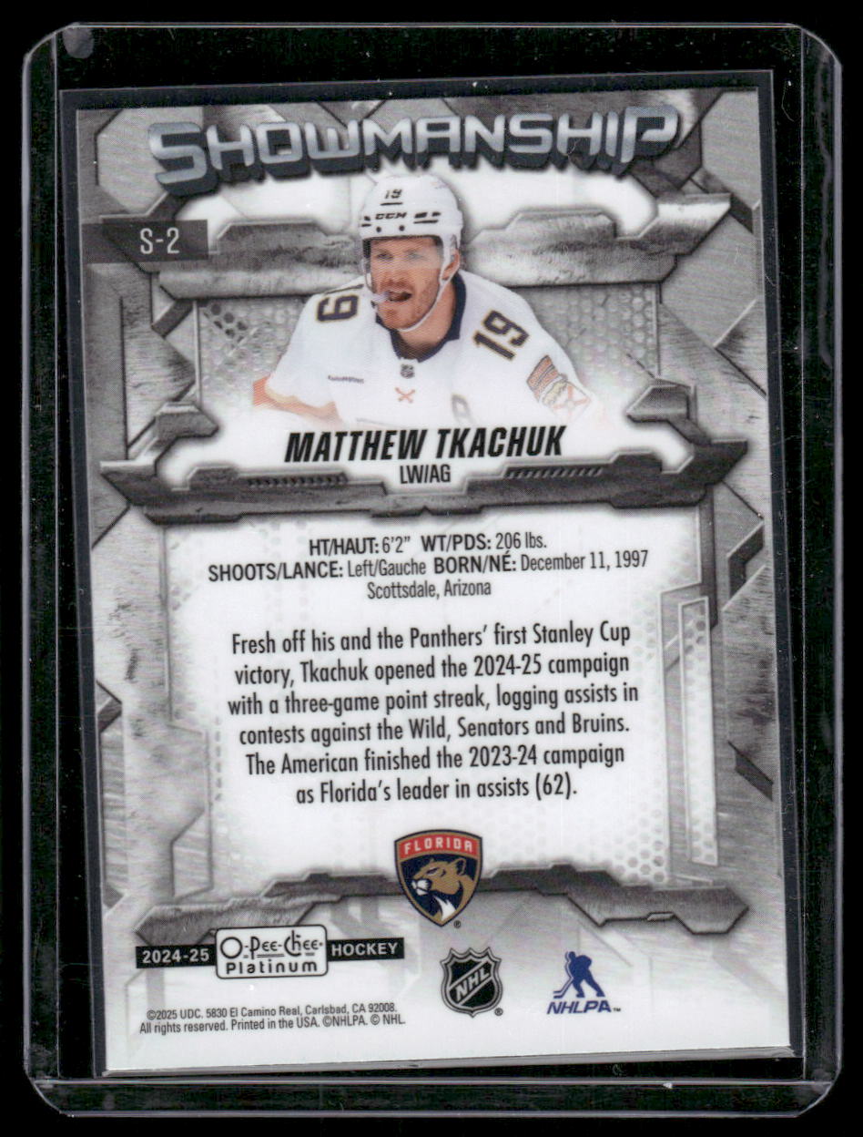 2024-25 O-Pee-Chee Platinum #S-2 Matthew Tkachuk Showmanship