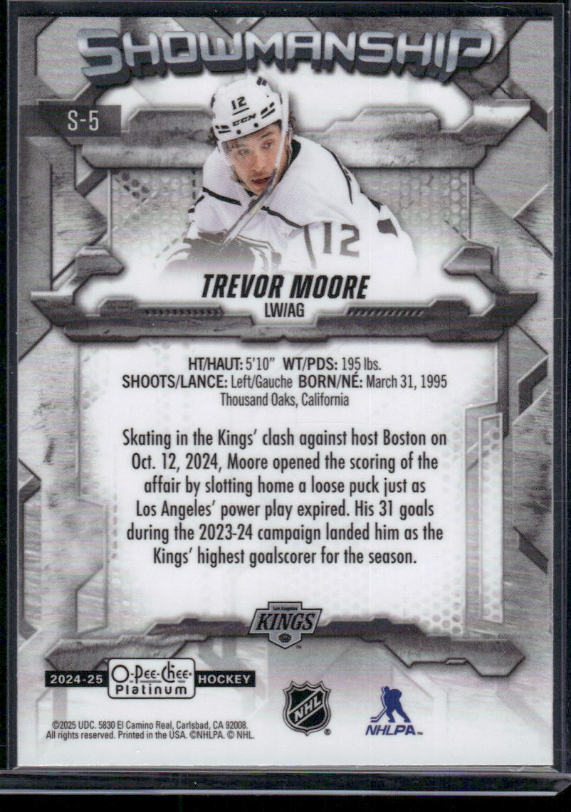 2024-25 O-Pee-Chee Platinum #S-5 Trevor Moore Showmanship