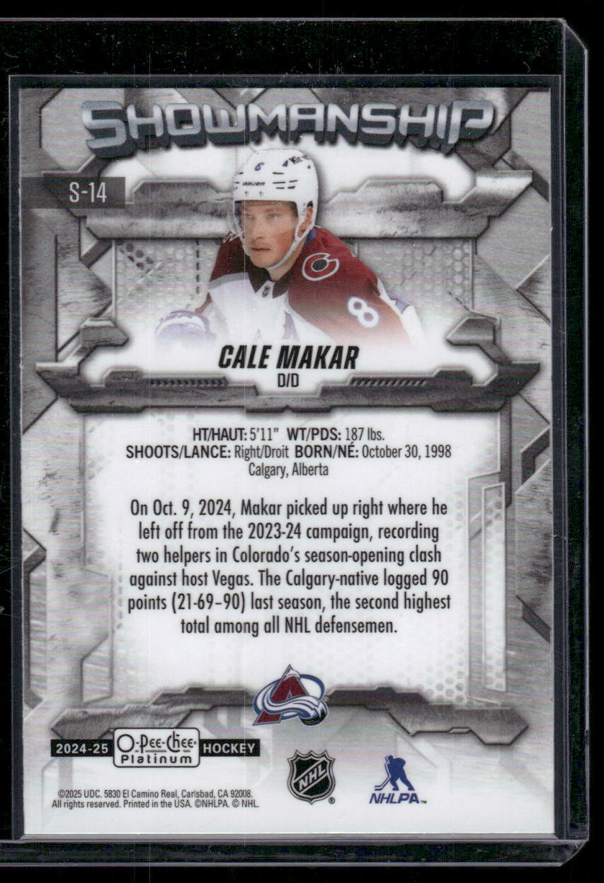 2024-25 O-Pee-Chee Platinum #S-14 Cale Makar Showmanship