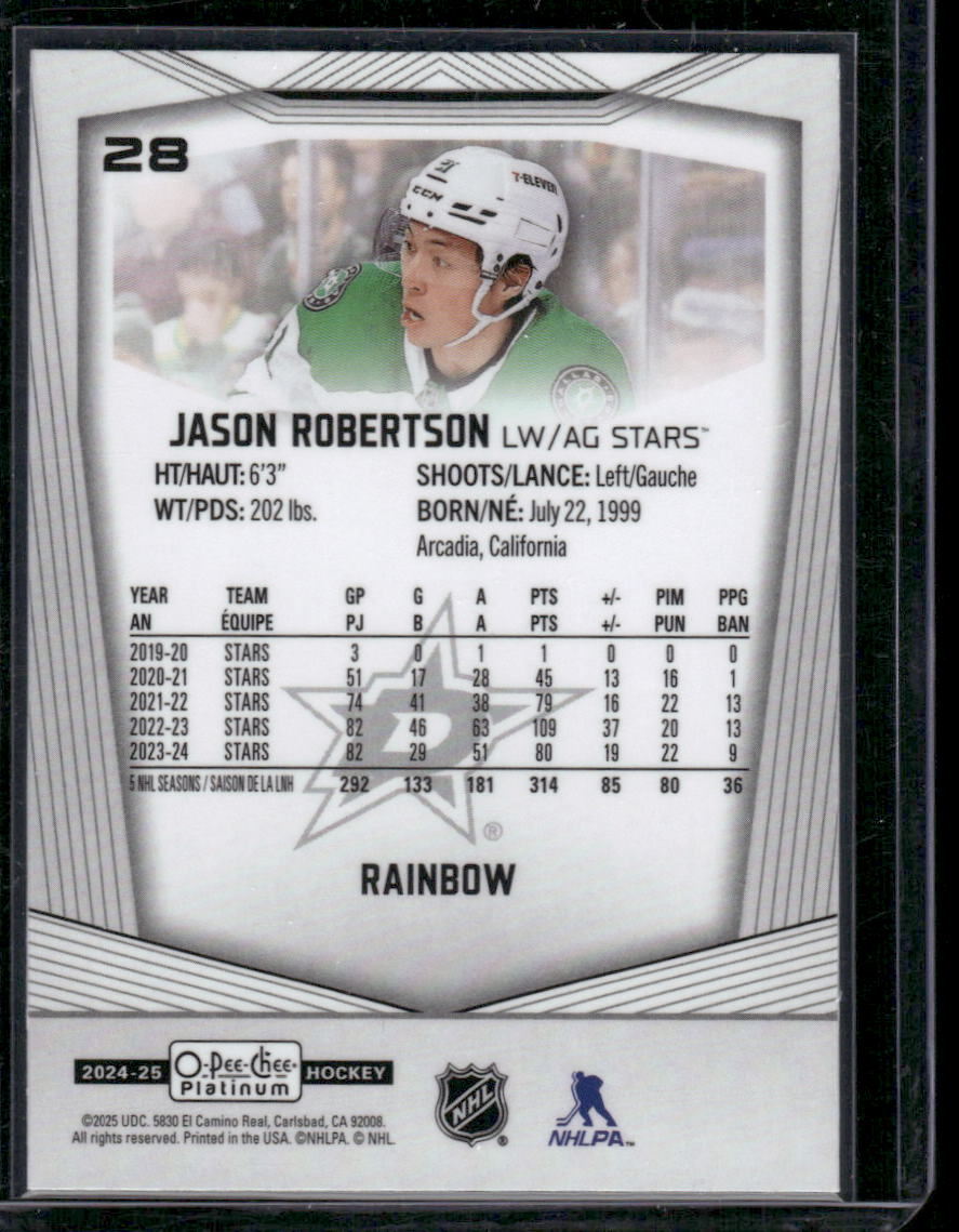 2024-25 O-Pee-Chee Platinum #28 Jason Robertson Rainbow