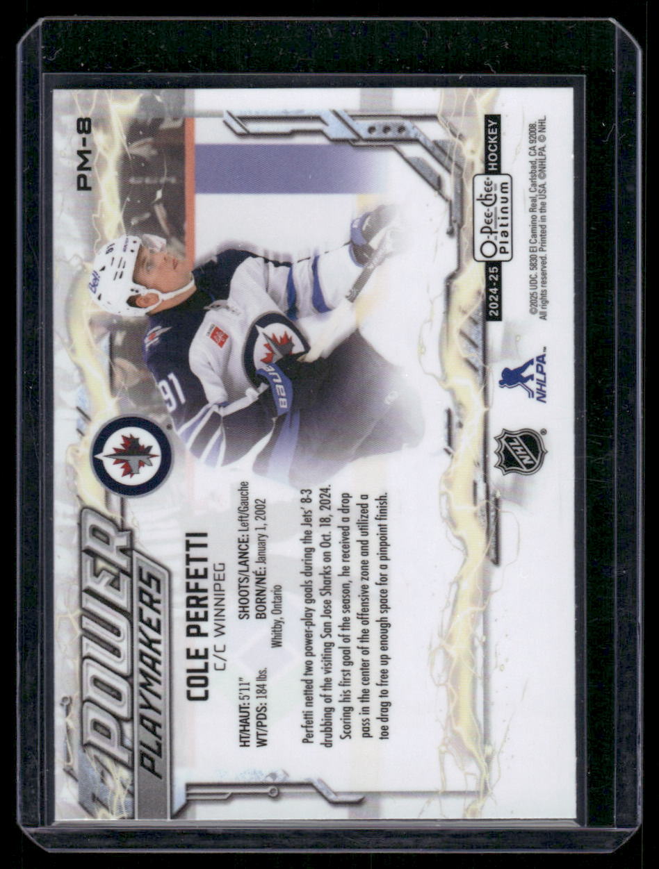 2024-25 O-Pee-Chee Platinum #PM-8 Cole Perfetti Power Playmakers