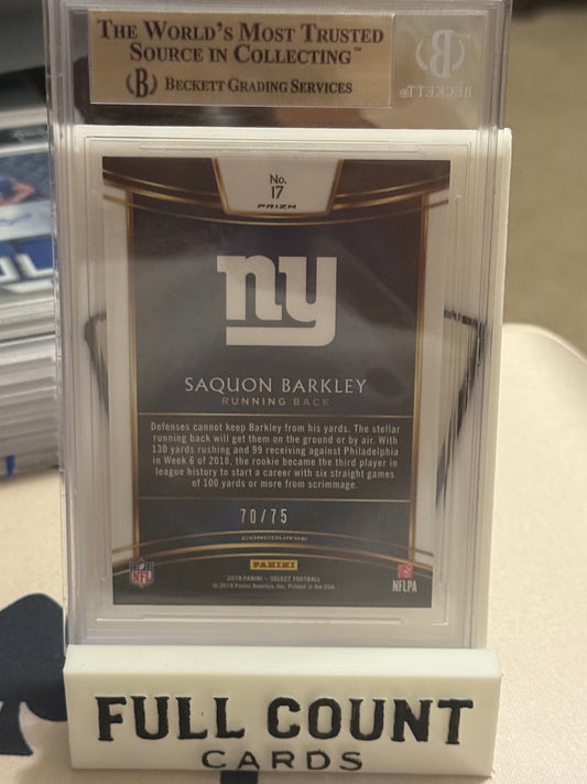 2018 Select White Prizm #17 Saquon Barkley Giants RC 70/75 Gem Mint BGS 9.5