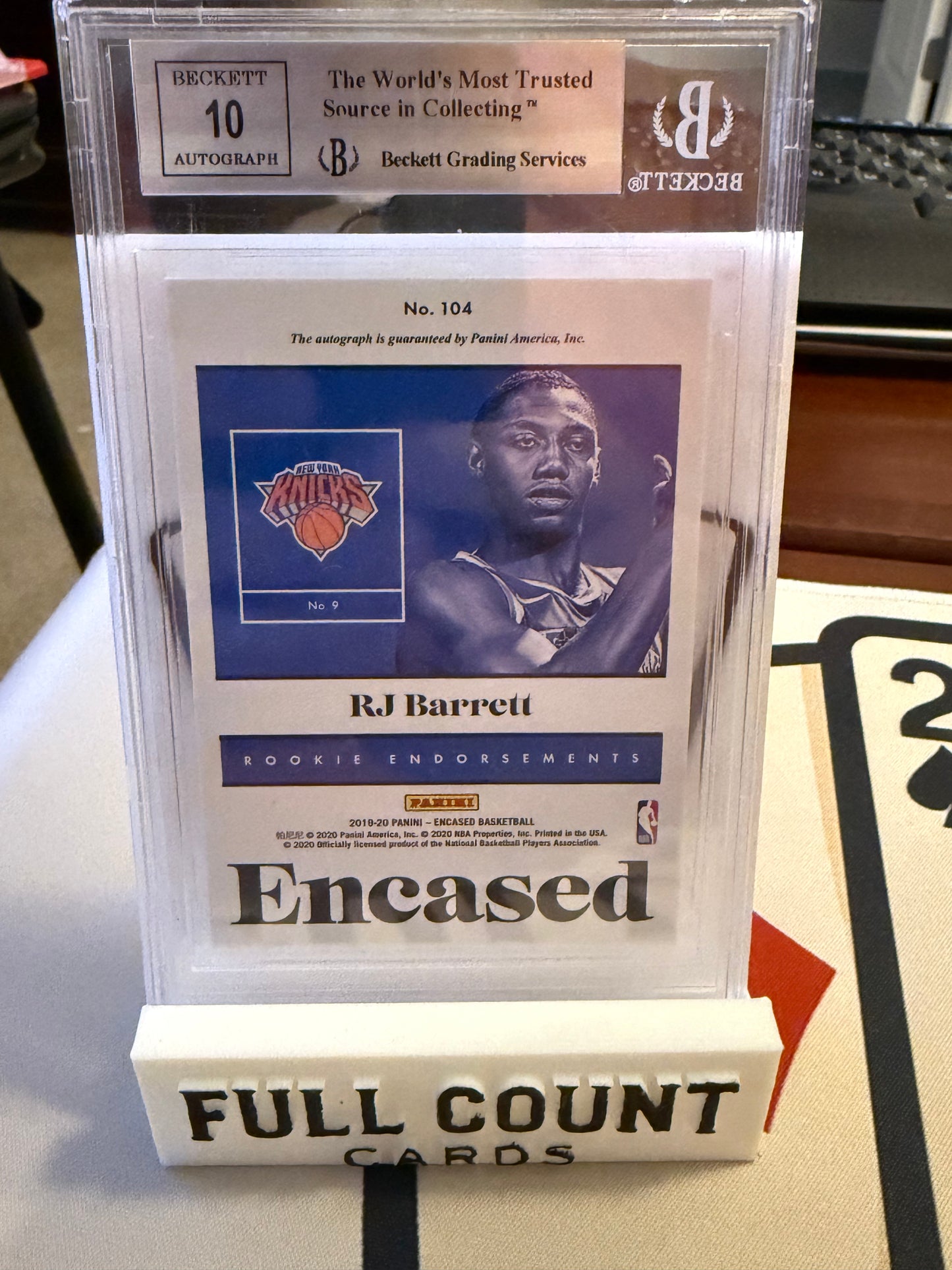 RJ Barrett 2019-20 Panini Encased Red Autograph (RC) #104 06/25 BGS 8.5 AU 10