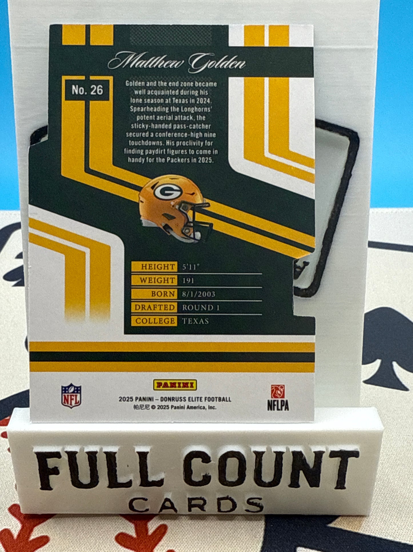 2025 Donruss Elite Football Aspirations Rookie Card Matthew Golden #/99 Packers