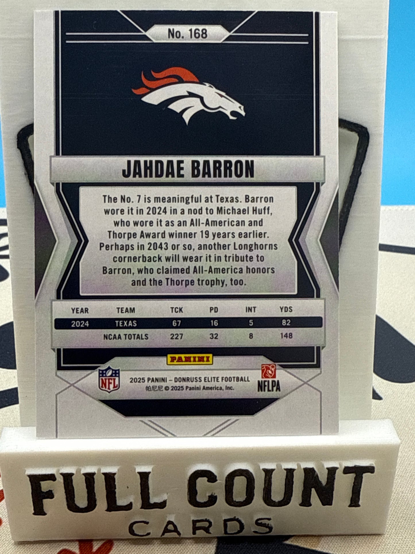 2025 Donruss Elite Jahdae Barron Gold /10 Rookie – Denver Broncos