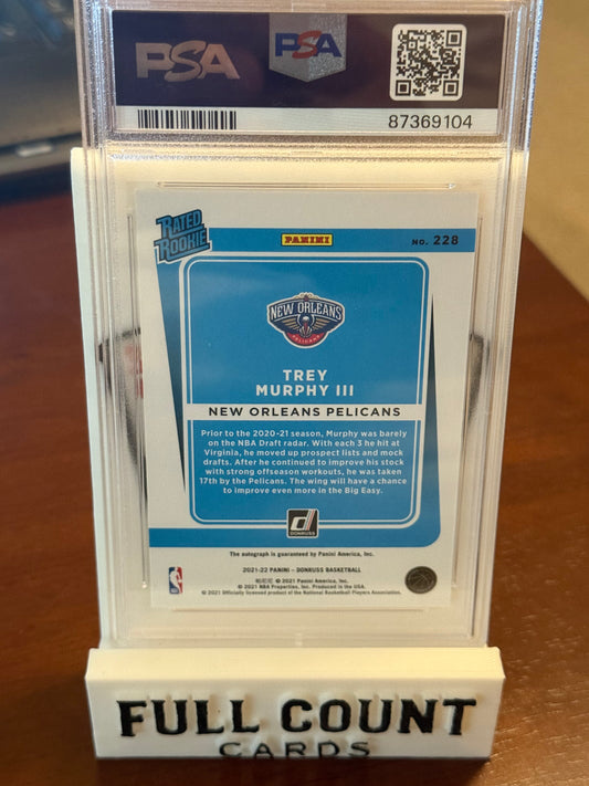 2021-22 Panini Donruss - Rated Rookie Trey Murphy III #228 Choice Signatures PSA 9