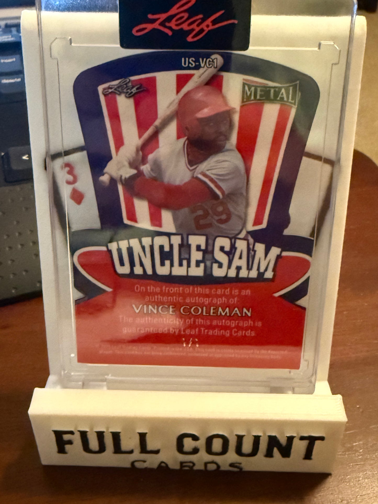 🧨 2025 Leaf Metal Vince Coleman “Uncle Sam” 1/1 🔥 Cracked Ice – On-Card Auto