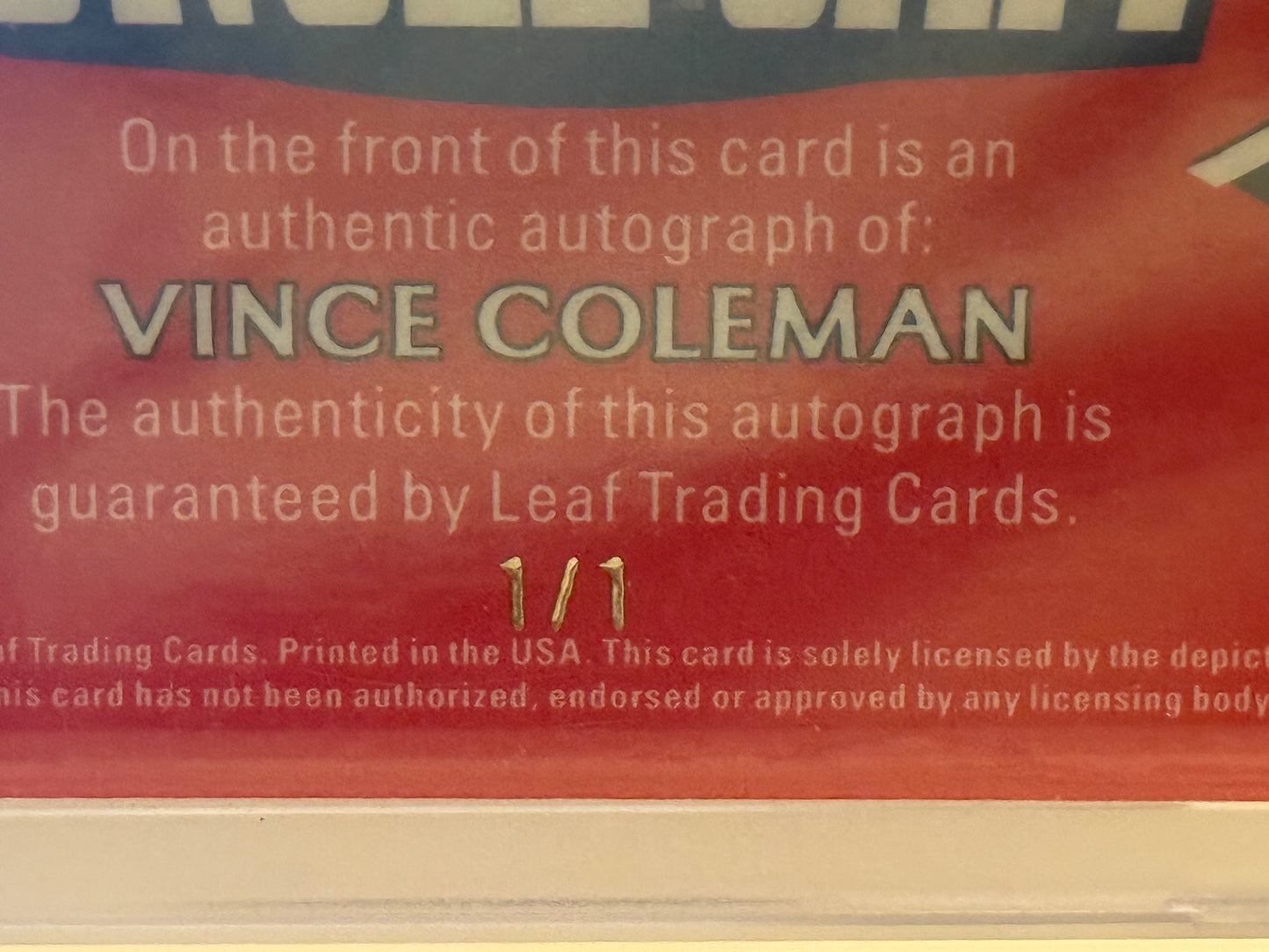 🧨 2025 Leaf Metal Vince Coleman “Uncle Sam” 1/1 🔥 Cracked Ice – On-Card Auto