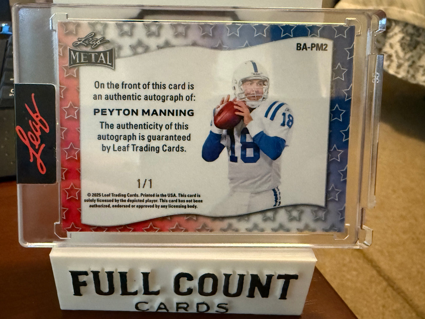 2025 Leaf Metal Peyton Manning Auto 1/1 Red Fireworks Patriotic BA-PM2 Colts 🔥